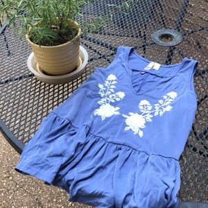 Francescas blue embroidered peplum top size S
